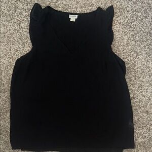 J. Crew Black V-Neck Flutter Sleeve Camisole